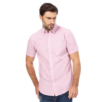 Pale pink stripe print short-sleeved shirt